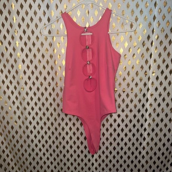 Edikted pink diamond hearts Barbie bodysuit ￼size M - Picture 1 of 7